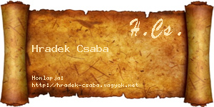Hradek Csaba névjegykártya
